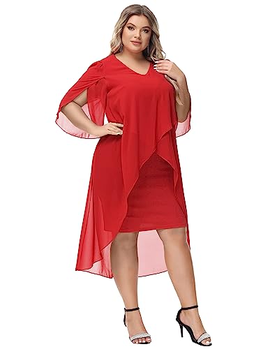 Chiffon V-Neck Cape Dress