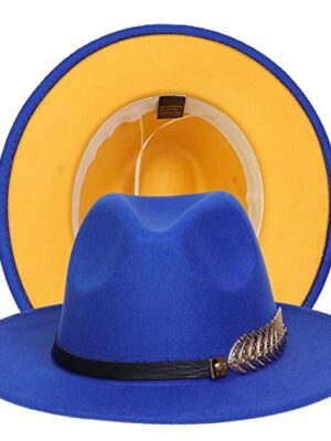 Classic 1920s Gatsby Fedora, Patchwork Blue/Yellow