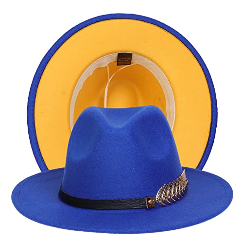 Classic 1920s Gatsby Fedora, Patchwork Blue/Yellow