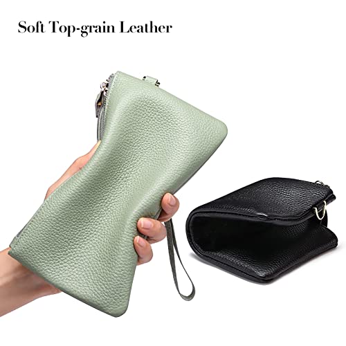 RFID Blocking Leather Wristlet Bag