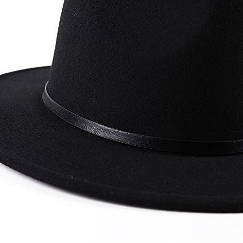 Adjustable Wide Brim Fedora Hat - Felt Panama Cap