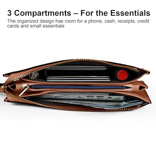 Leather Wristlet Clutch Purse, Large Wallet