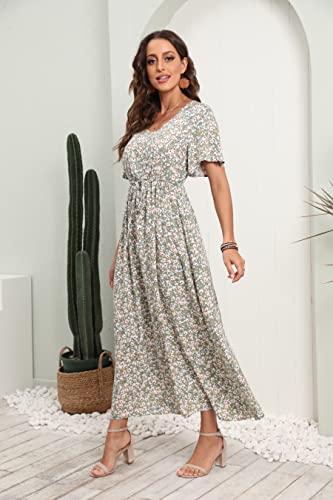 Summer Floral V Neck Midi Dress