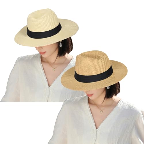 Wide Brim Straw Sun Hat, Adjustable