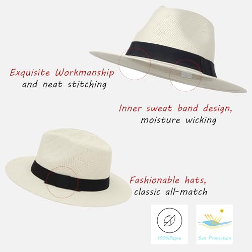 2Pcs Summer Straw Panama Hat
