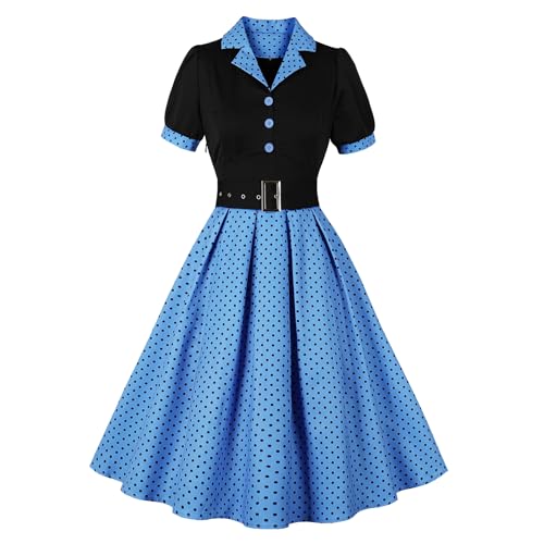 Wellwits Women's Black Polka Dot Vintage Blazer Dress