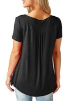 Casual V Neck Pleated Tunic Blouse
