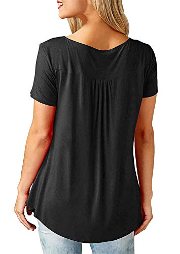 Casual V Neck Pleated Tunic Blouse