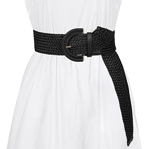 Wide Braided Waist Belt with Buckle
