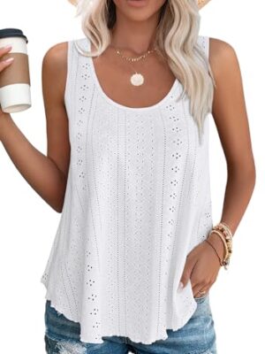 Sleeveless Eyelet Embroidery Top