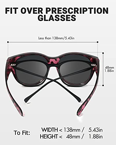 LVIOE Polarised Fitover Sunglasses, Round Frame, UV Protection