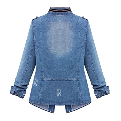 Casual Cropped Denim Jacket, Plus Size S-5XL