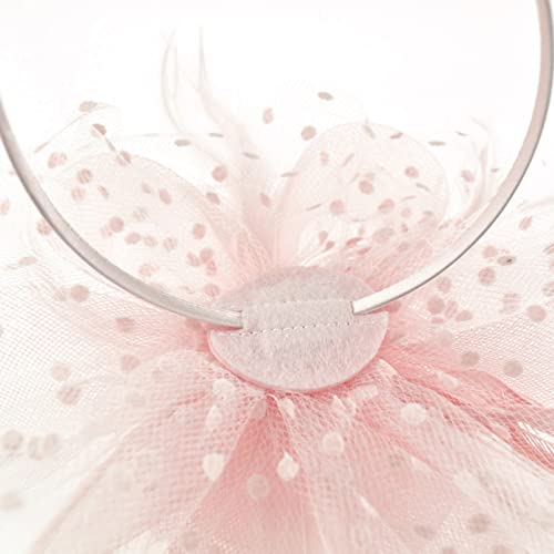 Fascinator Hat with Mesh, Ribbons, & Feathers