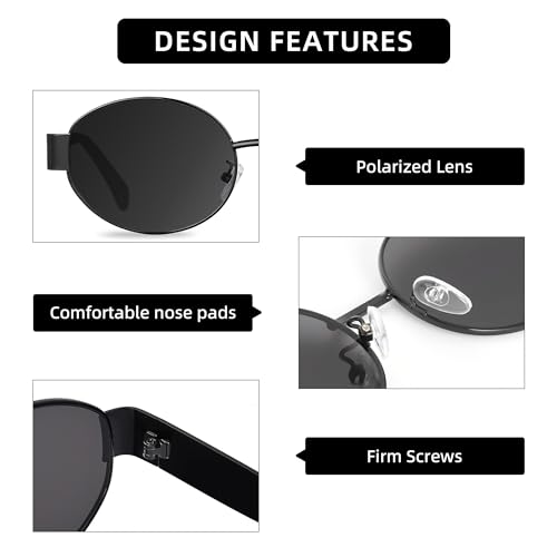 Polarized Oval Sunglasses UV400 Protection