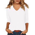 V-Neck Slim Fit Summer Tops, Half Sleeve Blouse