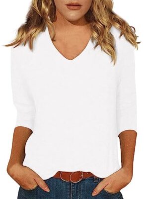 V-Neck Slim Fit Summer Tops, Half Sleeve Blouse