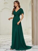 V-Neck Chiffon Evening Dress