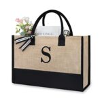 Initial Jute/Canvas Tote Bag
