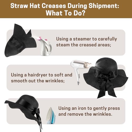 Wide Brim Straw Sun Hat, Foldable