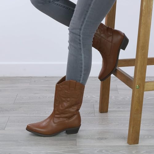 Low Block Heel Western Ankle Boots