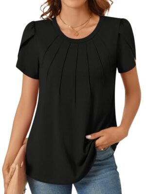 Summer Petal Sleeve Pleated Blouse