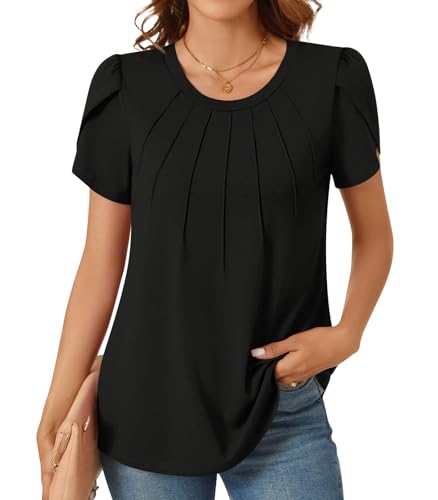 Summer Petal Sleeve Pleated Blouse