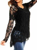 MissHera Women's 2pc Long Sleeve Lace Tunic Plus Size