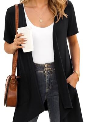 Short Sleeve Summer Cardigan with Pocket