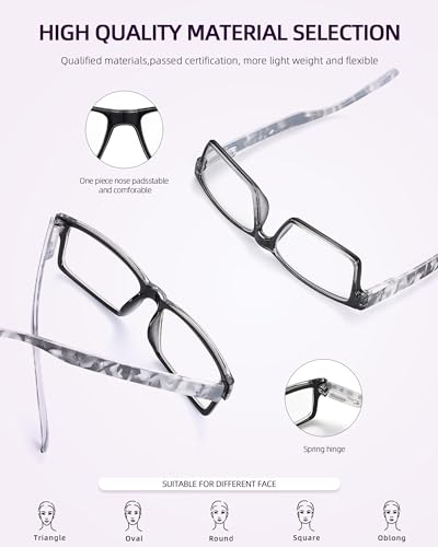 4 Pack Fashion Spring Hinge Reading Glasses