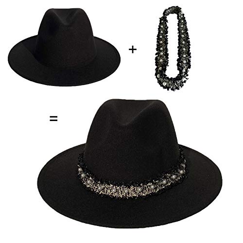 Wide Brim Fedora Hat - Felt Panama Cap