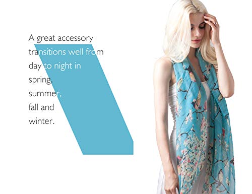 Bird Print Floral Scarf Shawl Wrap