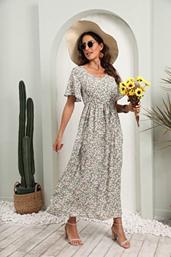 Summer Floral V Neck Midi Dress