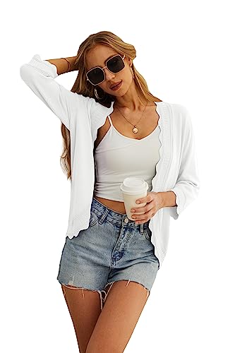 3/4 sleeve ruffle cardigan