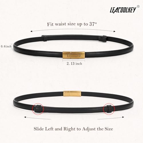 Skinny Leather Belts with Gold Buckle