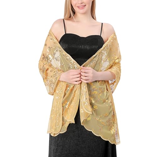 Sequin Floral Shawls, Sheer Mesh Wraps