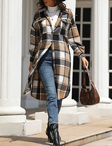 Casual Wool Blend Plaid Shirt Jacket