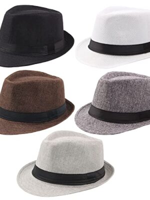 5 Pack Short Brim Fedora Summer Beach Hats