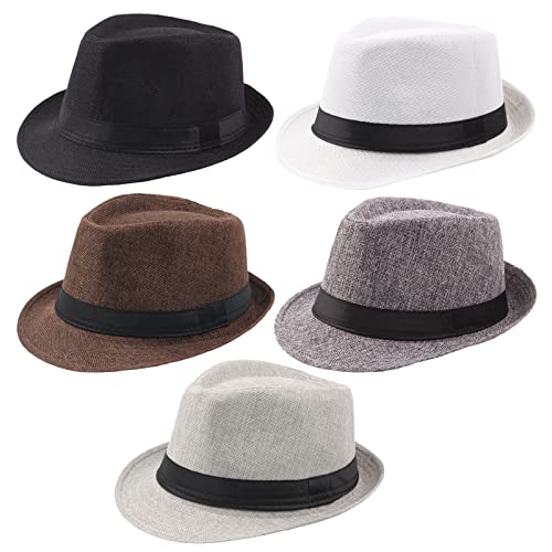 5 Pack Short Brim Fedora Summer Beach Hats