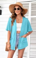 Lake Blue Short Sleeve Kimono Cardigan