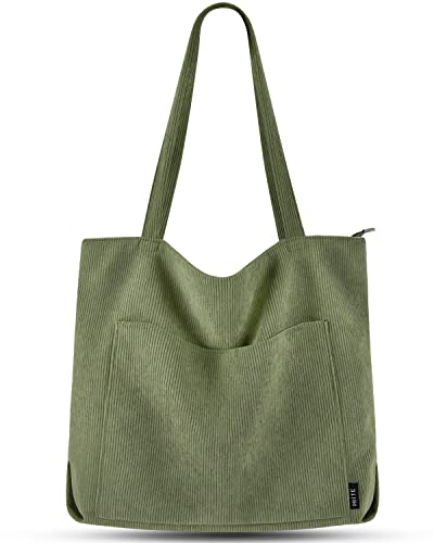 Corduroy Tote Bag - Green