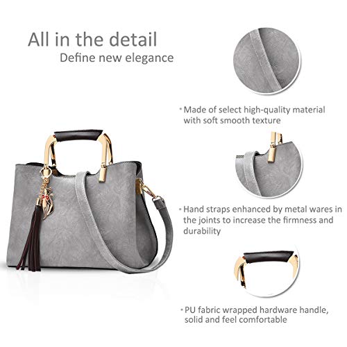 Gray Handbag with Tassel