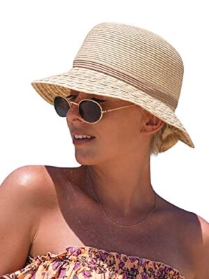 Beach Straw Sun Hat UPF 50 Packable