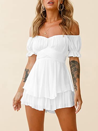 Puff Sleeve Square Neck Off Shoulder Romper