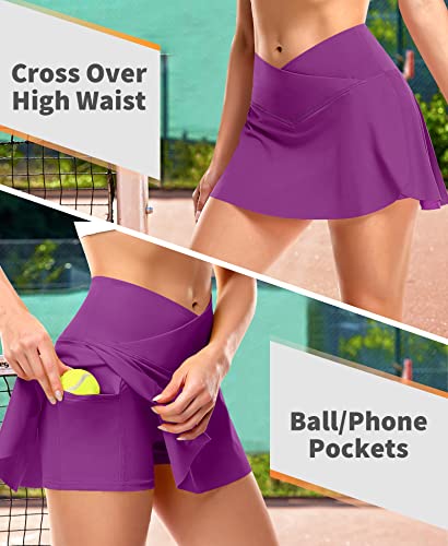 Pleated High Waist Tennis Skirt with Shorts & Pockets