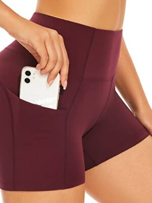 SIMIYA Women's High Waist Running Shorts with Pockets