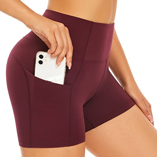 SIMIYA Women's High Waist Running Shorts with Pockets