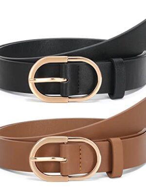 Leather Belt with Gold Buckle