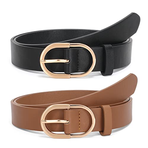 Leather Belt with Gold Buckle