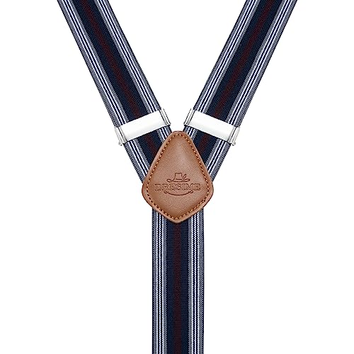 Y-Back Adjustable Suspenders with 6 Clips