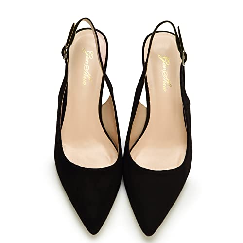 Kitten Heel Slingback Shoes Black 38 EU